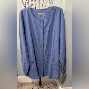 NEW Grey’s Anatomy signature scrub jacket 4x 4XL 2 pocket snap front Ceil Blue